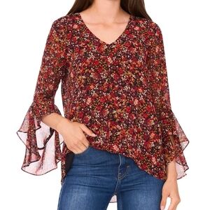 Sam&Jess Women's Printed V-Neck 3/4-Sleeve Blouse